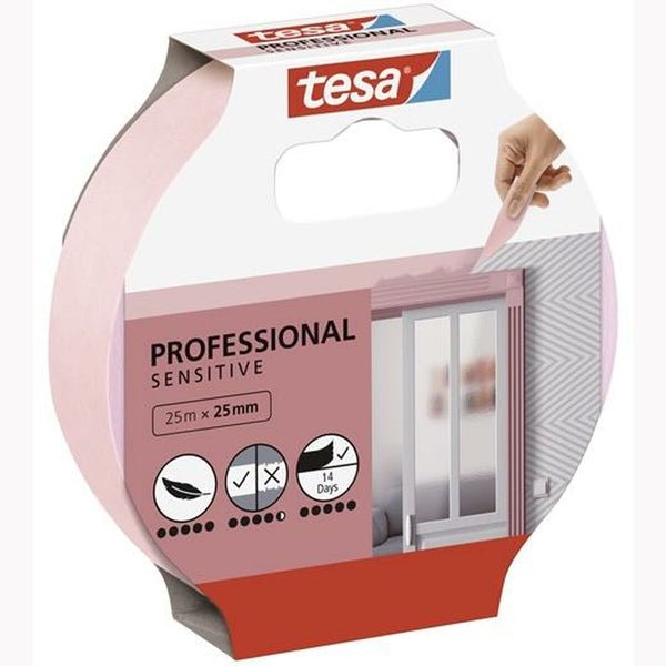 Adhesive Tape TESA Professional Sensitive Male Painter Pink 12 Units 25 mm x 50 m