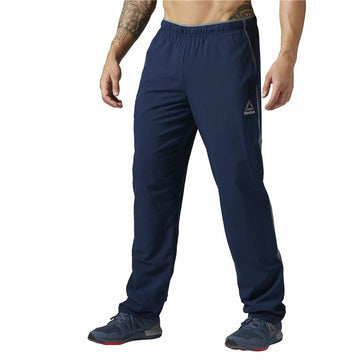 Long Sports Trousers Reebok Workout Ready Dark blue Men