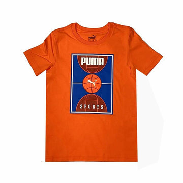 Child's Short Sleeve T-Shirt Puma Bppo Basket Blank Ba Orange