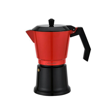 Italian Coffee Pot Feel Maestro MR-1657-6 Black Red Aluminium 300 ml 6 Cups