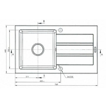 Sink with One Basin Maidsinks 76 x 44 cm Grey