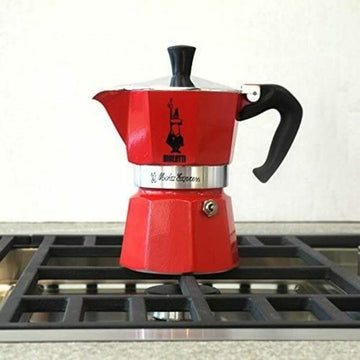 Italian Coffee Pot Bialetti Moka Red Aluminium 3 Cups