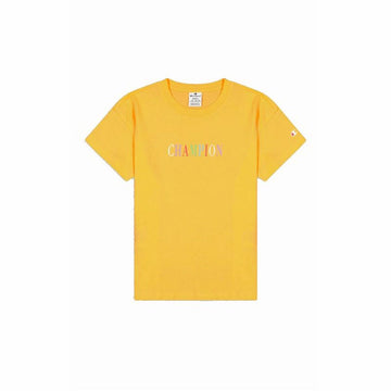 Women’s Short Sleeve T-Shirt Champion Crewneck Croptop Yellow