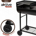 Coal Barbecue with Wheels Aktive Plastic Enamelled Metal 97 x 96 x 42 cm Black