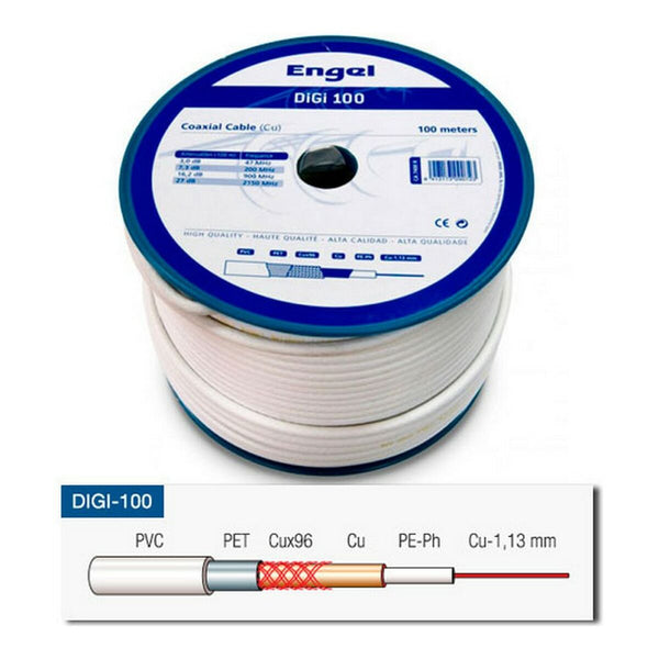 Koaxial-TV-Antennenkabel Engel Double 100 m Weiß