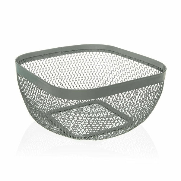 Fruit Bowl Versa Grey Metal Steel (26,5 x 12,5 x 26,5 cm)