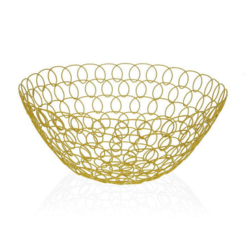 Fruit Bowl Versa Eris Mustard Metal Steel (28 x 12 x 28 cm)