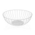 Fruit Bowl Versa Damasco White Metal Steel MDF Wood 28 x 10 x 28 cm