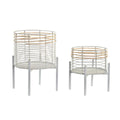 Set of pots DKD Home Decor White Natural Metal Rattan Squared 25 x 25 x 32 cm (2 Units)