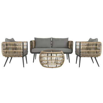 Ensemble Table avec 3 Sièges DKD Home Decor Marron Aluminium rotin synthétique 144 x 67 x 74 cm