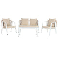 Table Set with 3 Armchairs Home ESPRIT White Steel 123 x 66 x 72 cm