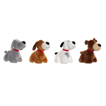 Fluffy toy Home ESPRIT White Brown Grey Polyester Dog 22 x 21 x 26 cm (4 Units)