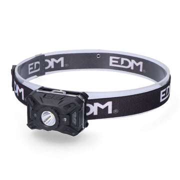 LED Head Torch EDM 36129 Cob 5 W 200 Lm Light sensor 7 Functions (3 Units)