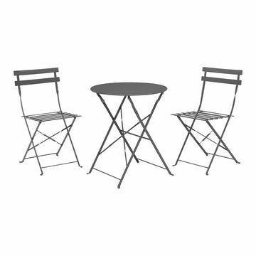 Table set with 2 chairs IPAE Progarden Bistró Foldable Anthracite (3 Pieces)