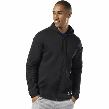 Herren Sweater mit Kapuze und Reißverschluss Reebok WOR FLEECE FZ HOOD EC0900 Schwarz