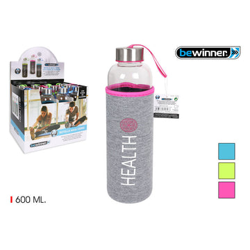 Glass Bottle with Neoprene Cover Bewinner 600 ml (12 Units)