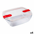 Hermetic Lunch Box Pyrex Cook & Heat 2,5 L Transparent Glass (4 Units)