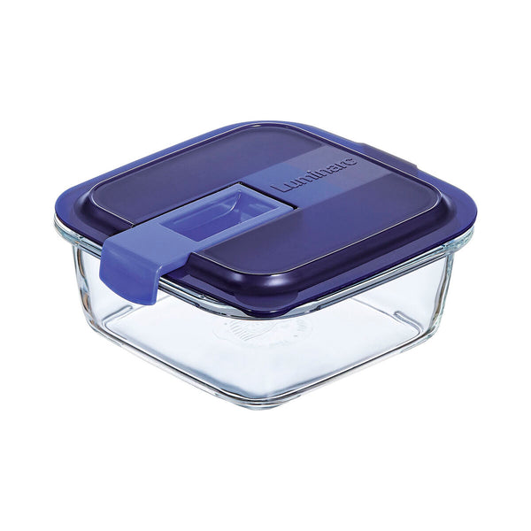 Hermetic Lunch Box Luminarc Easy Box Blue Glass (760 ml) (6 Units)