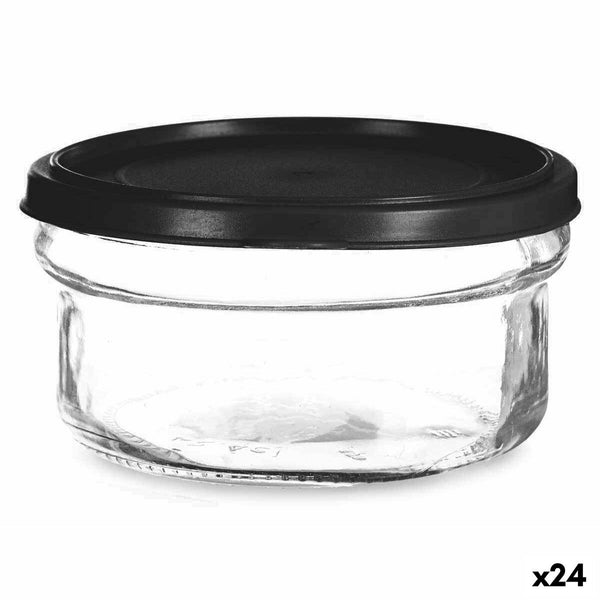 Runde Lunchbox mit Deckel Schwarz Durchsichtig Kunststoff Glas 12 x 6 x 12 cm 415 ml