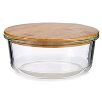 Round Lunch Box with Lid Bamboo 17 x 7 x 17 cm (12 Units)