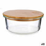 Round Lunch Box with Lid Bamboo 15 x 6,5 x 15 cm (12 Units)