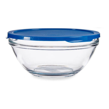 Round Lunch Box with Lid Chefs Blue 2,5 L 23,7 x 10,1 x 23,7 cm (4 Units)