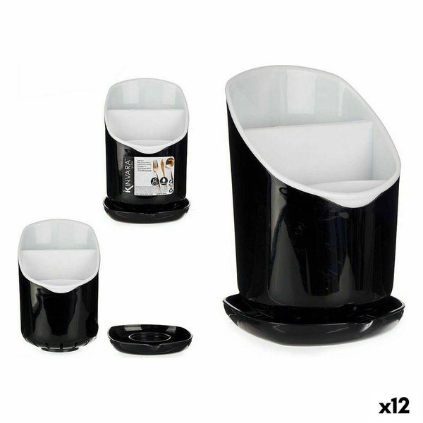 Cutlery Drainer Dinner suit White Black Plastic 12 x 19 x 12,5 cm (12 Units)