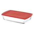 Lunch box Borcam Red Transparent Borosilicate Glass 1,3 L (4 Units)