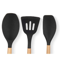 Set d'Ustensiles de Cuisine Bois Silicone (6 Unités)