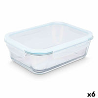 Lunch box Transparent Silicone Borosilicate Glass 2,8 L 29,5 x 9 x 22,8 cm (6 Units)