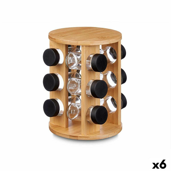 Spice Rack Black Natural 18 x 25 x 18 cm (6 Units) Rotating