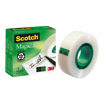 Nastro Adesivo Scotch Magic Trasparente Bianco 19 mm x 33 m (12 Unità)