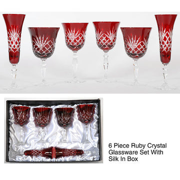 Ruby Crystal Stemware         Set of 6