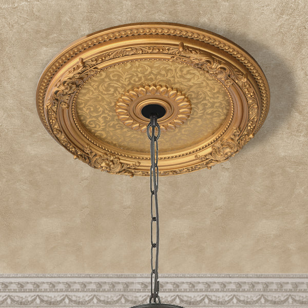 Golden Leaf Chandelier Ceiling Medallion 24 Inch Diameter