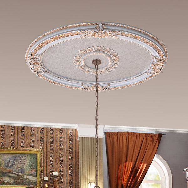 French Blanco Oval Chandelier Ceiling Medallion