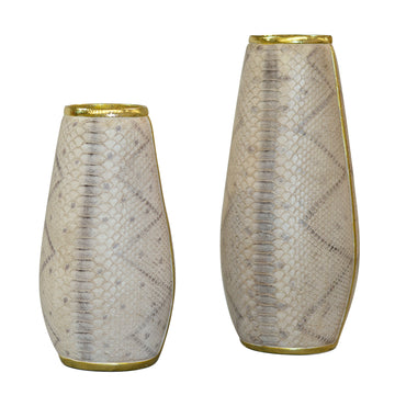 Snake Skin Texture Dry Flower Vase Set of 2