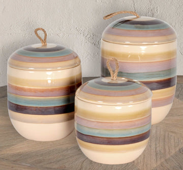 Set of 3 Mauve Rings Canister