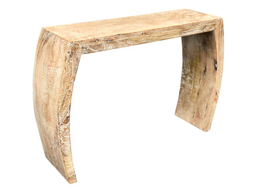 Mango Curved Console Table White Wash