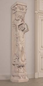 Roman Girl With Bowl Pilaster Stone Cast