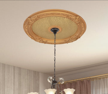 Golden Round Chandelier Ceiling Medallion 36in