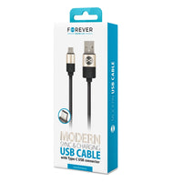 Forever Modern cable USB - USB-C 1,0 m 2A black