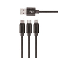 Setty 3in1 cable USB - Lightning + USB-C + microUSB 1,0 m 2A KN3W1-01 black