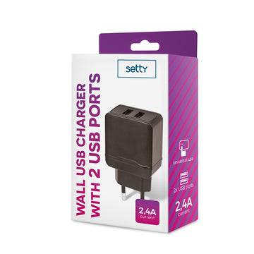 Setty charger 2x USB 2,4A black