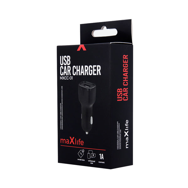 Maxlife MXCC-01 car charger 1x USB 1A black