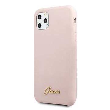 Guess case for iPhone 11 Pro Max GUHCN65LSLMGLP light pink hard case Vintage Gold Logo