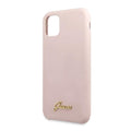 Guess case for iPhone 11 Pro Max GUHCN65LSLMGLP light pink hard case Vintage Gold Logo