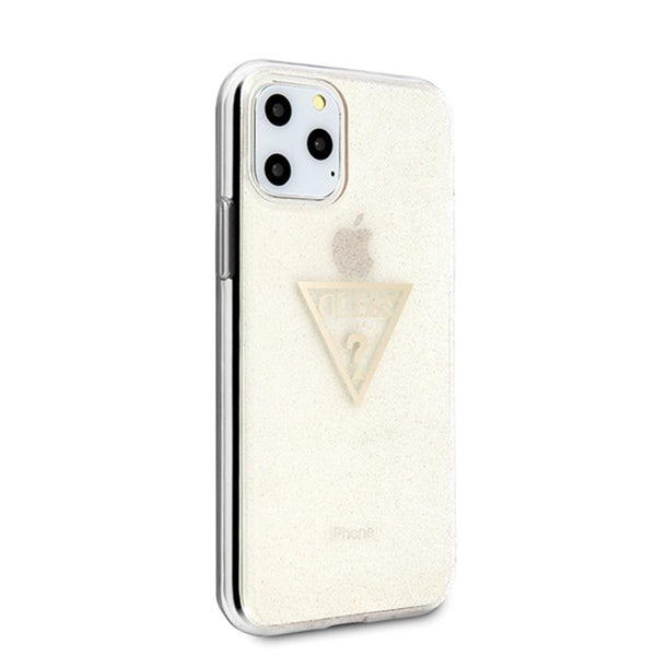 Guess case for iPhone 11 Pro GUHCN58SGTLGO gold hard case Glitter Triangle