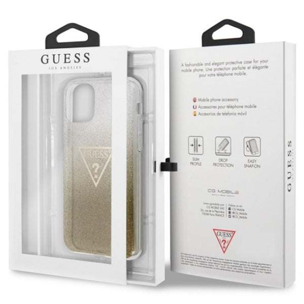 Guess case for iPhone 11 Pro Max GUHCN65SGTLGO gold hard case Glitter Triangle