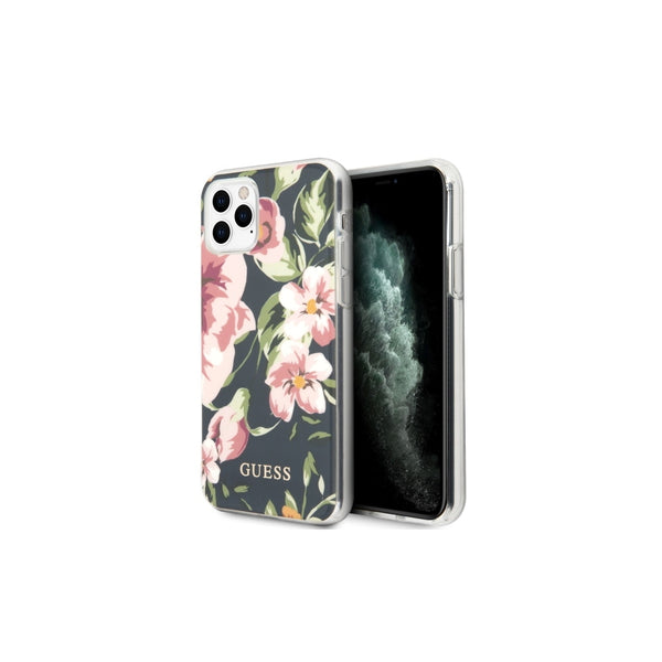 Guess case for iPhone 11 Pro Max GUHCN65IMLFL03 navy blue hard case Flower Collection