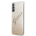 Guess case for Samsung Galaxy S21 Plus GUHCS21MPCUGLSGO gold hard case Glitter Vintage Logo